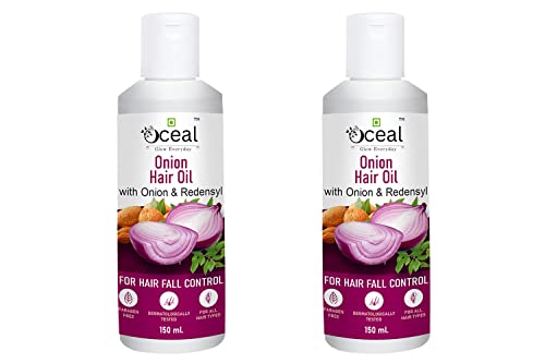 Oceal Onion Hair Oil with Resendyl - Natural Hair Growth Treatment for Hair Fall Control - 2 Pack (150 ml Each) - Perfect for Daily Scalp Massage & Damaged Hair Repair