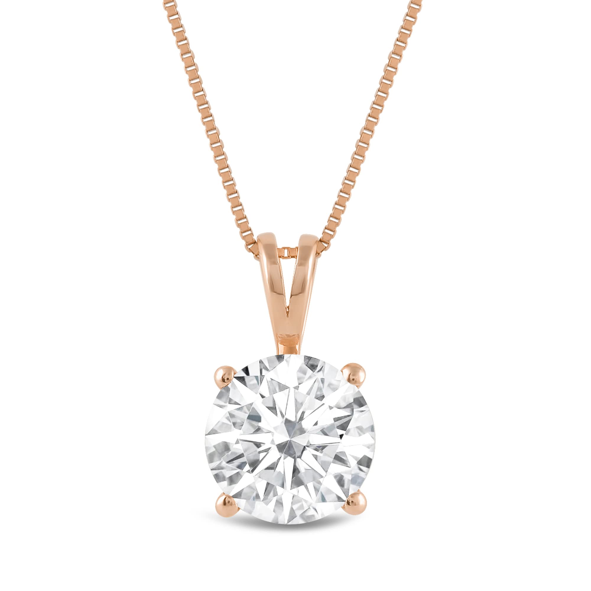 14K Gold Cubic Zirconia Solitaire Pendant Necklace - Round, Princess & Heart Cut CZ Jewelry for Women | Perfect for Weddings, Anniversaries & Everyday Elegance