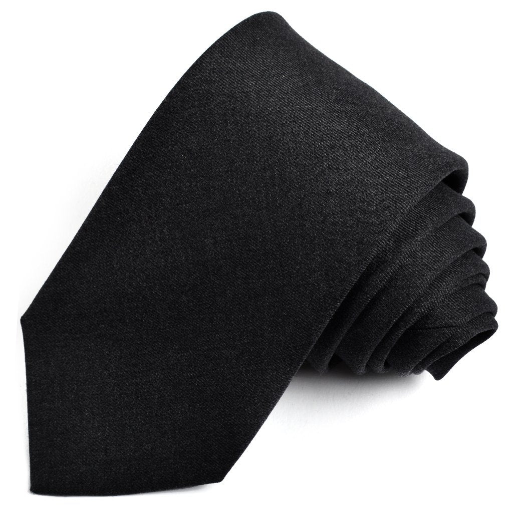 Premium Black Wool Necktie for Men - Classic Formal Silk Tie for Business, Weddings & Special Occasions