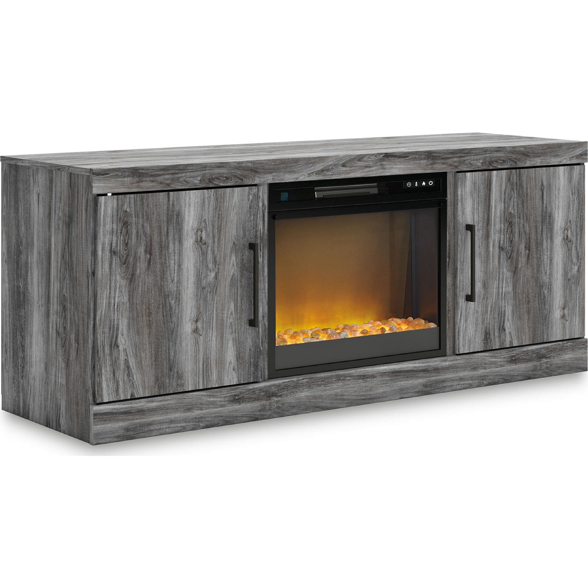 Baystorm TV Stand with Fireplace - Modern Gray Entertainment Center for Living Room, Bedroom & Home Theater Setup