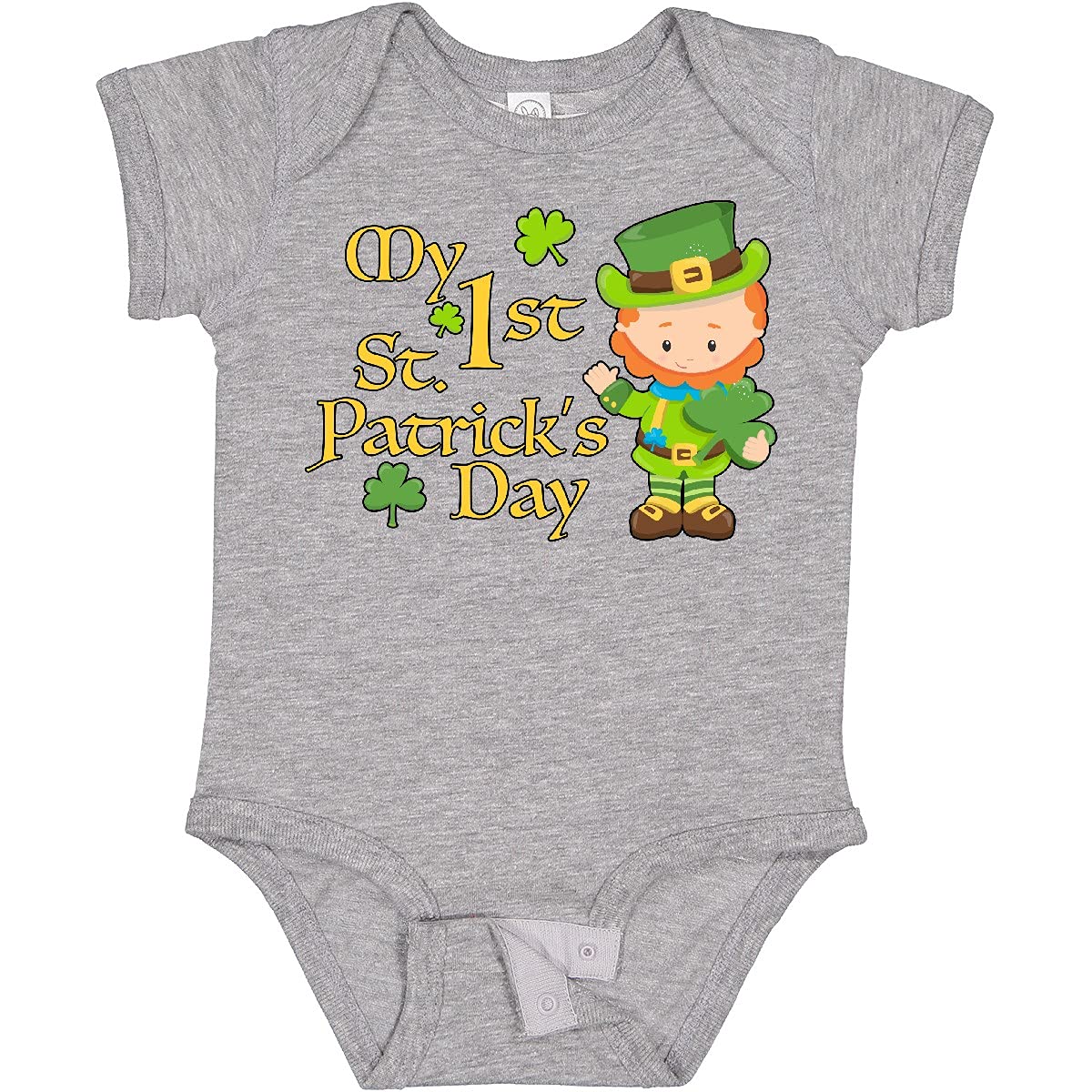 Inktastic My First St. Patrick's Day - Leprechaun & Shamrocks Baby Bodysuit | Cute Irish-Themed Outfit for Infants | Perfect for St. Patrick's Day Celebrations, Photos & Family Gatherings