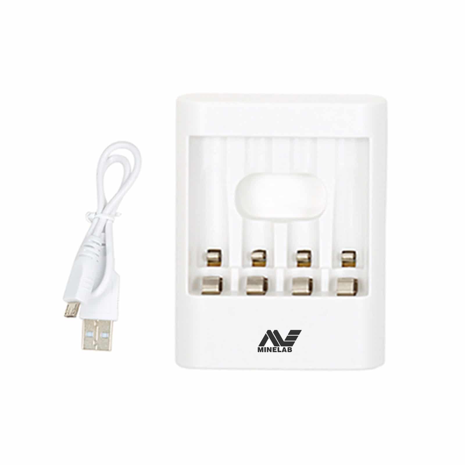Minelab NiMH Battery Charger for 4 AA Batteries - Fast Charging for Vanquish Metal Detector - Perfect for Outdoor Treasure Hunting & Beach Metal Detecting