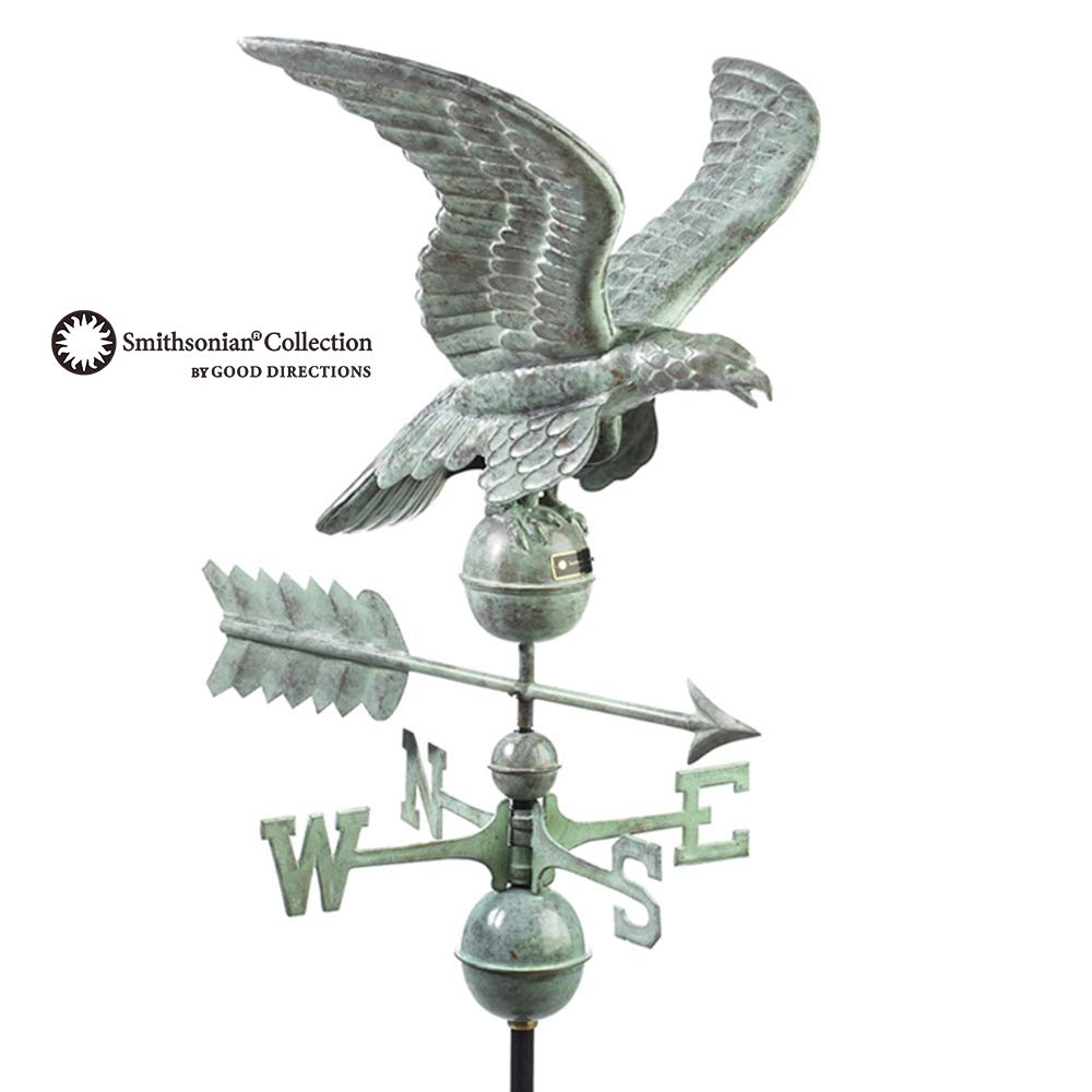 Good Directions Smithsonian Eagle Weathervane - Large Blue Verde Copper Weather Vane for Outdoor Garden, Farmhouse, or Barn Decor | Rustic Home & Yard Ornament