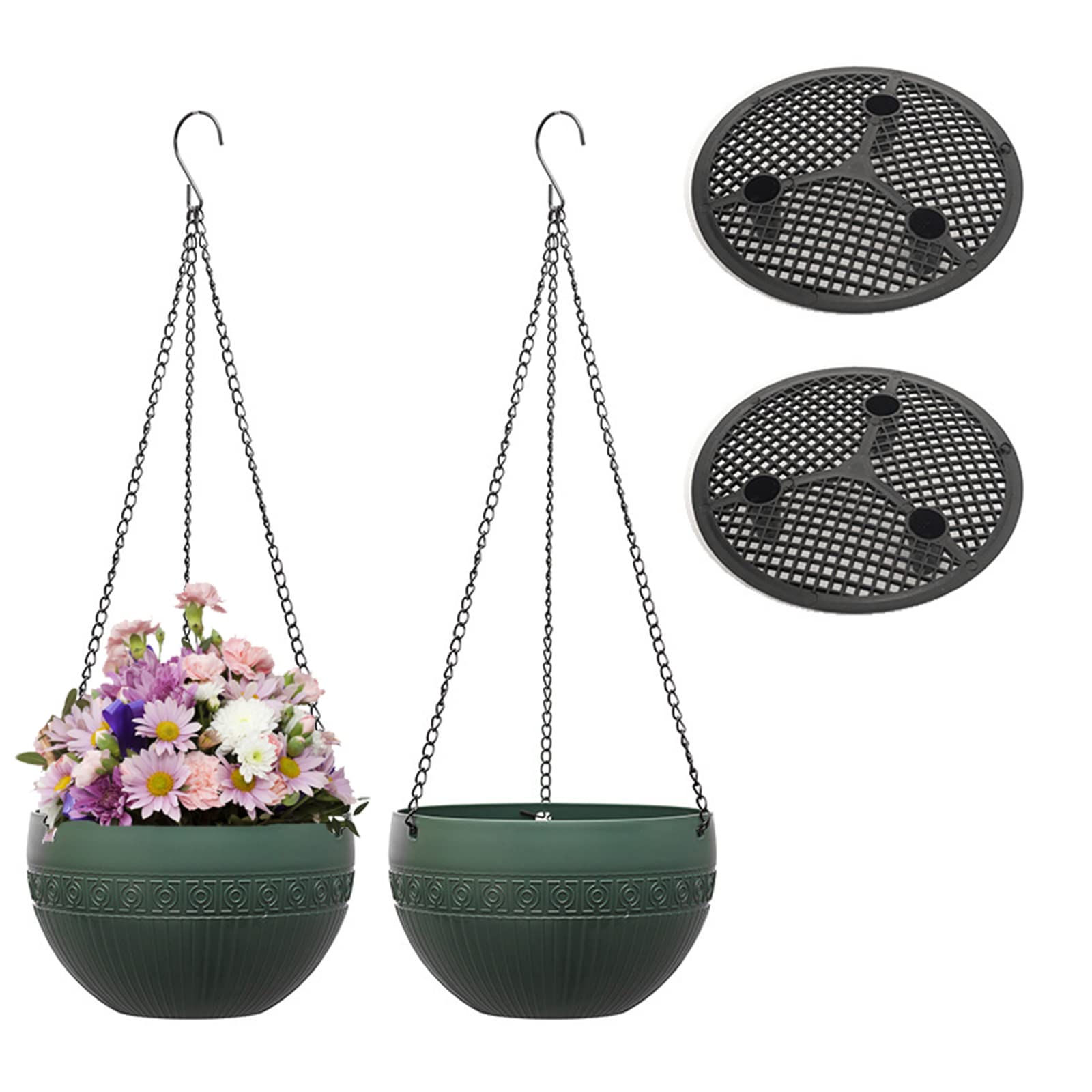 2 Pack Hanging Planters with Drainage - Indoor/Outdoor Flower Pots for Balcony & Garden Decor