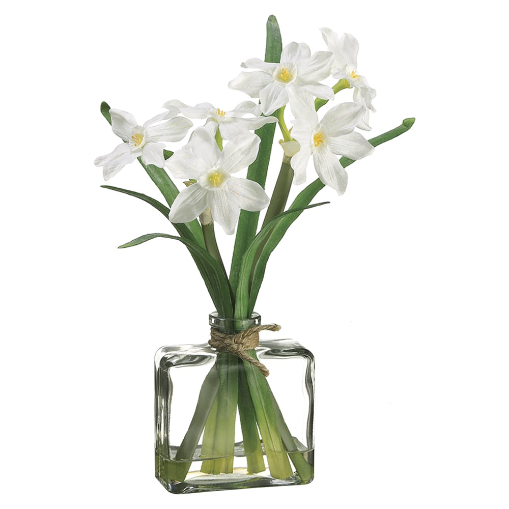 12-Pack White Daffodil Silk Flower Arrangement - Realistic Artificial Flowers for Home Decor, Wedding Centerpieces, Spring Table Decorations