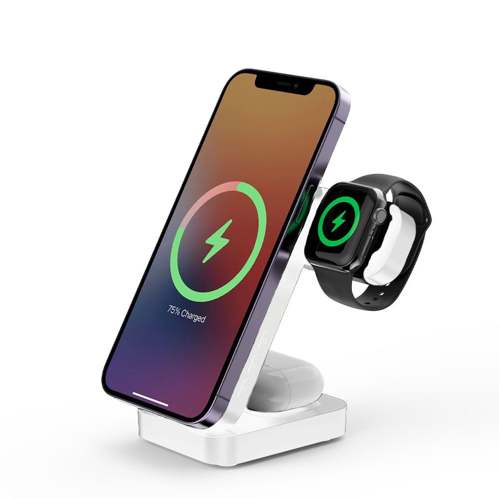 MagNova 3-in-1 Fast Wireless Charging Station for iPhone, AirPods & Apple Watch - Qi Certified Multi-Device Charging Pad for Home, Office & Nightstand