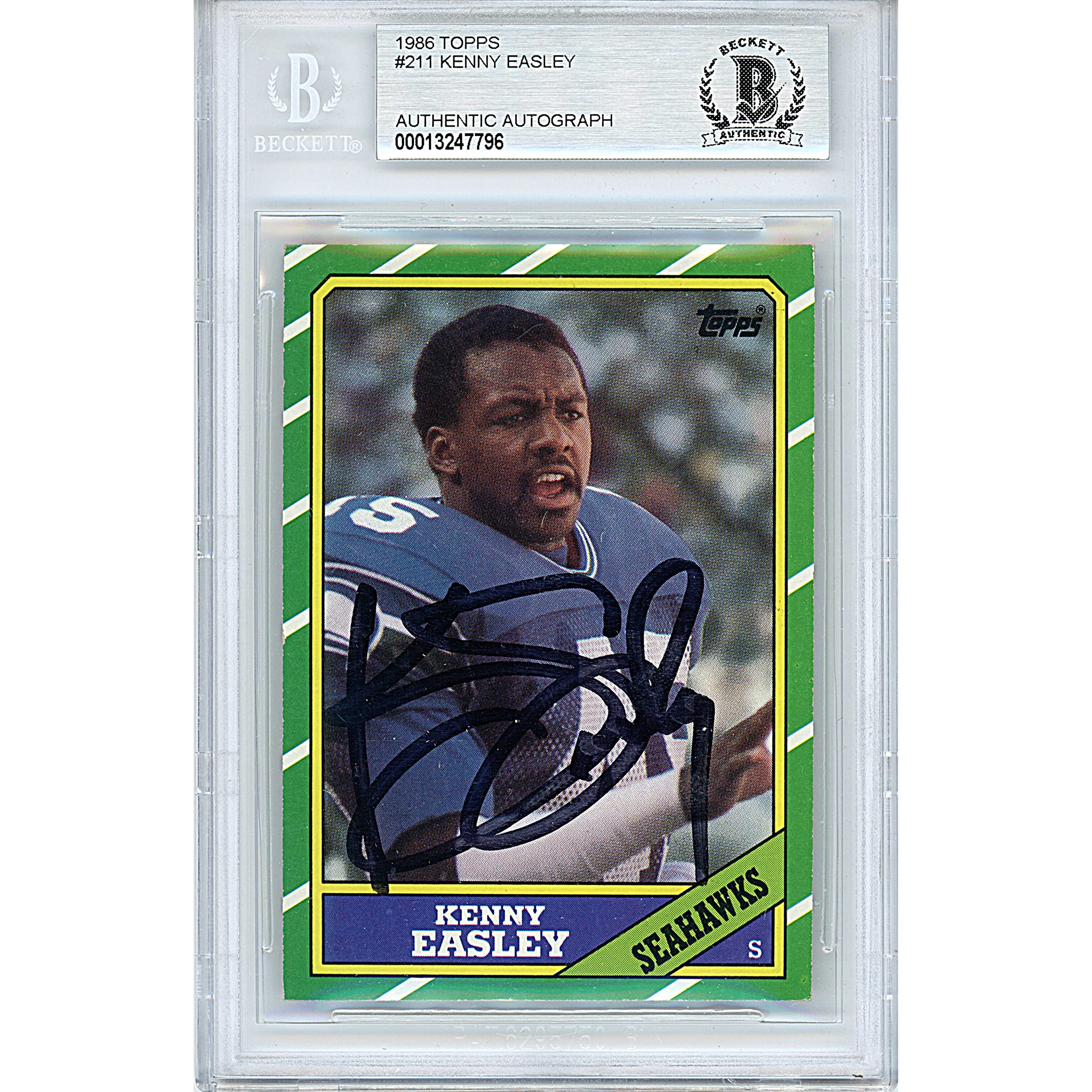 Kenny Easley Autographed 1986 Topps Football Card - Seattle Seahawks Legend - Beckett BAS Certified Authentic - Perfect for NFL Memorabilia Collectors & Seahawks Fans Display