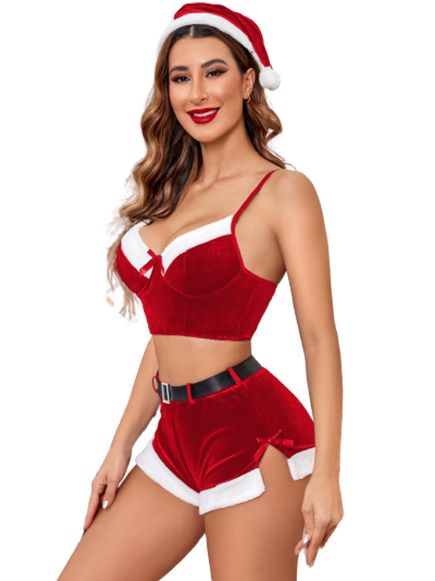 Sexy Santa Costume for Women - Velvet Christmas Outfits with Hat | Avidlove Holiday Party Dress for Xmas, New Year & Cosplay
