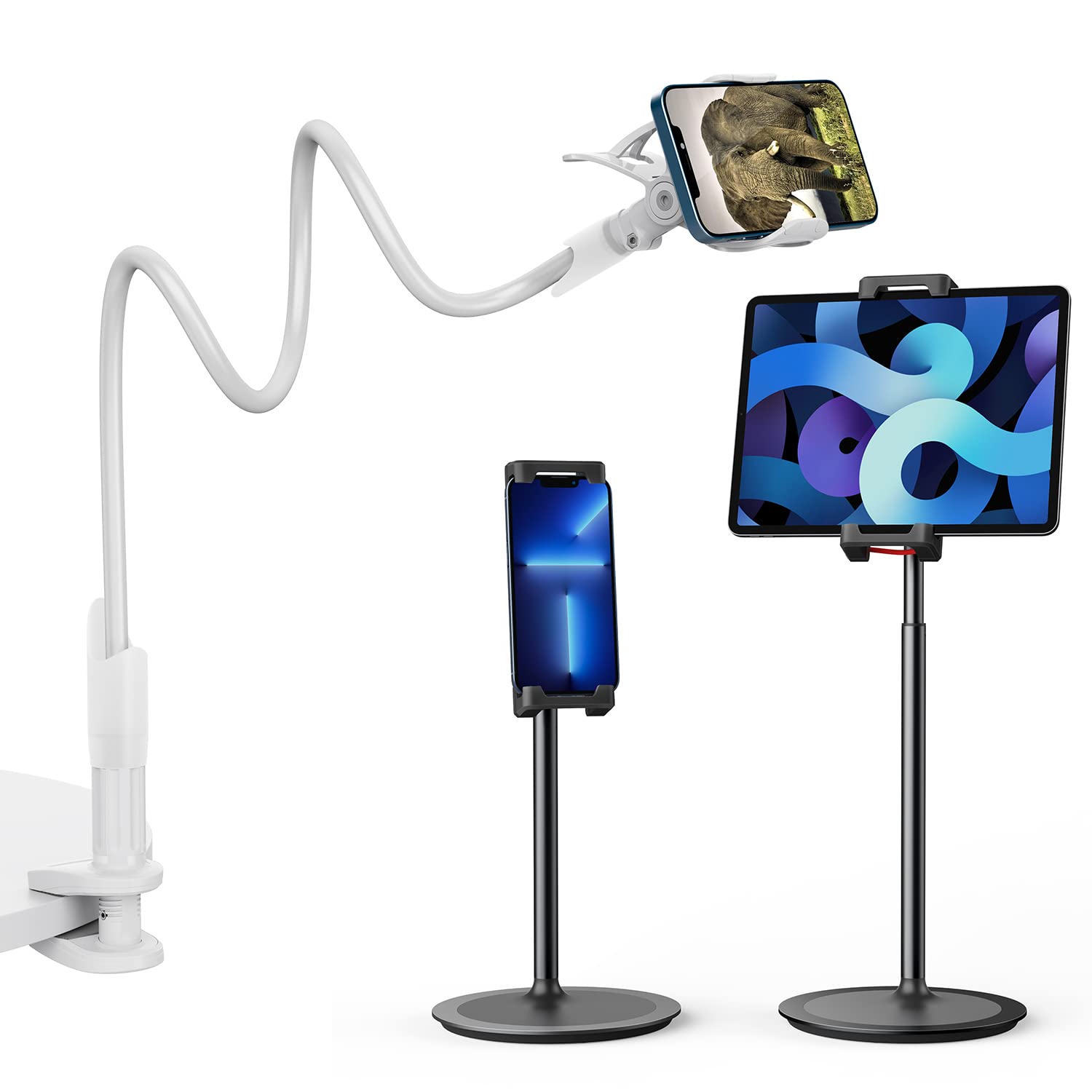 Adjustable Gooseneck Phone & Tablet Stand Holder for Bed, Desk, and Car - Perfect for Hands-Free Viewing, Reading, and Video Calls