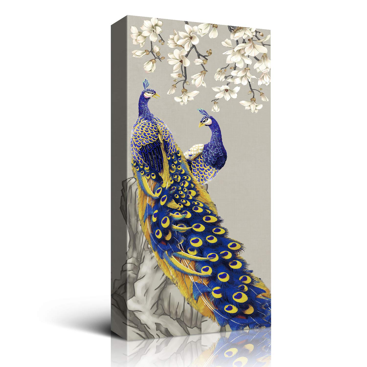 Denozer Peacock Canvas Art Prints - 20x40 Inch Framed Wall Decor for Bathroom, Living Room & Home | Ready to Hang Animal Peacock Painting | Perfect for Modern, Bohemian & Farmhouse Interior Design
