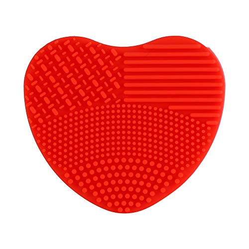 Professional Silicone Makeup Brush Cleaner - Heart Shaped for Quick Color Change & Deep Cleaning (Red) | Perfect for Home, Salon & Travel Use