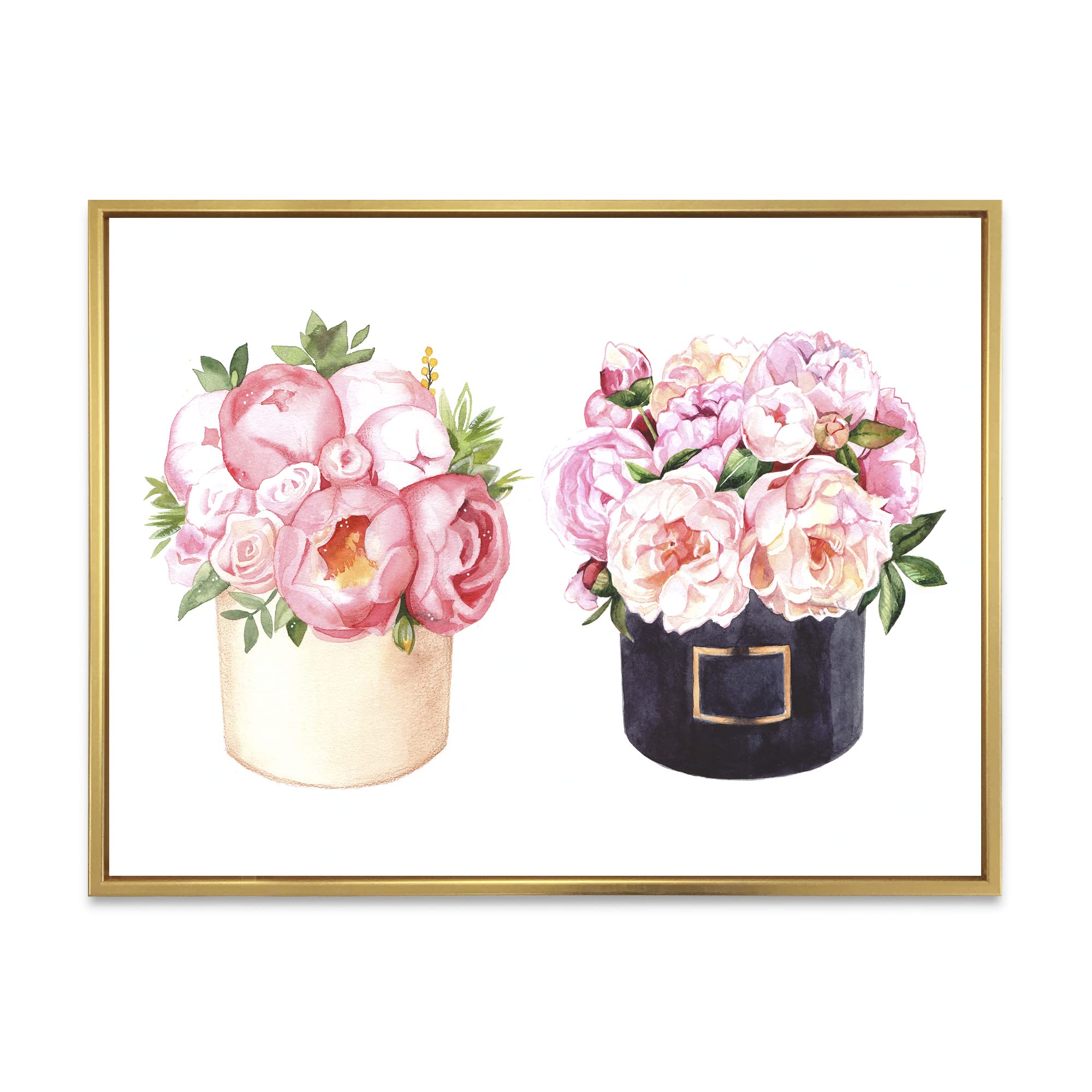 Farmhouse Floral Canvas Wall Art - DesignQ Peony & Rose Flower Box Print for Home Decor, Living Room, Bedroom & Office
