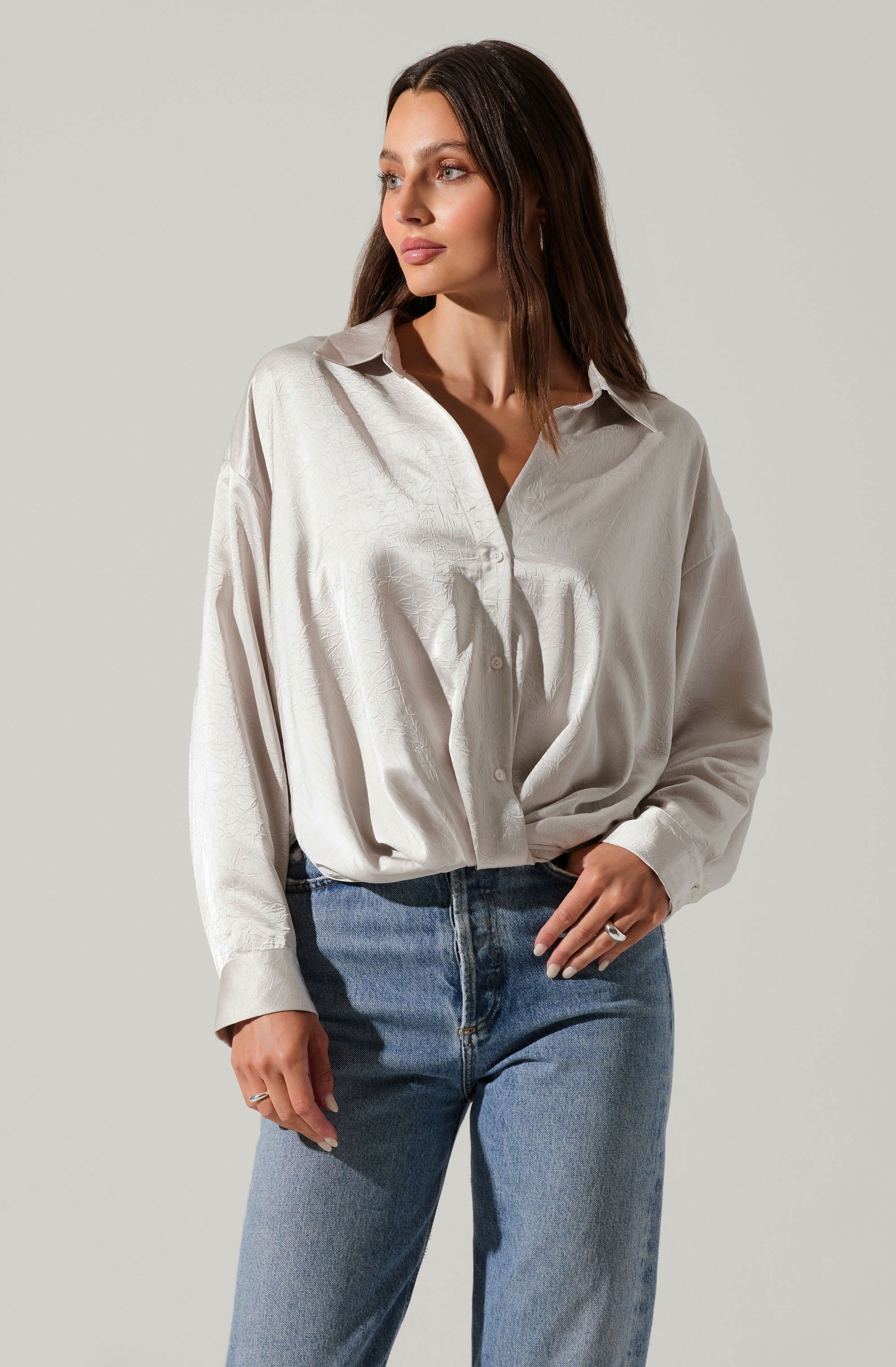 Corrine Women's Satin Button Down Shirt - Elegant Blouse for Work, Office & Casual Wear | Soft & Stylish Long Sleeve Top for Business, Date Night & Everyday Outfits