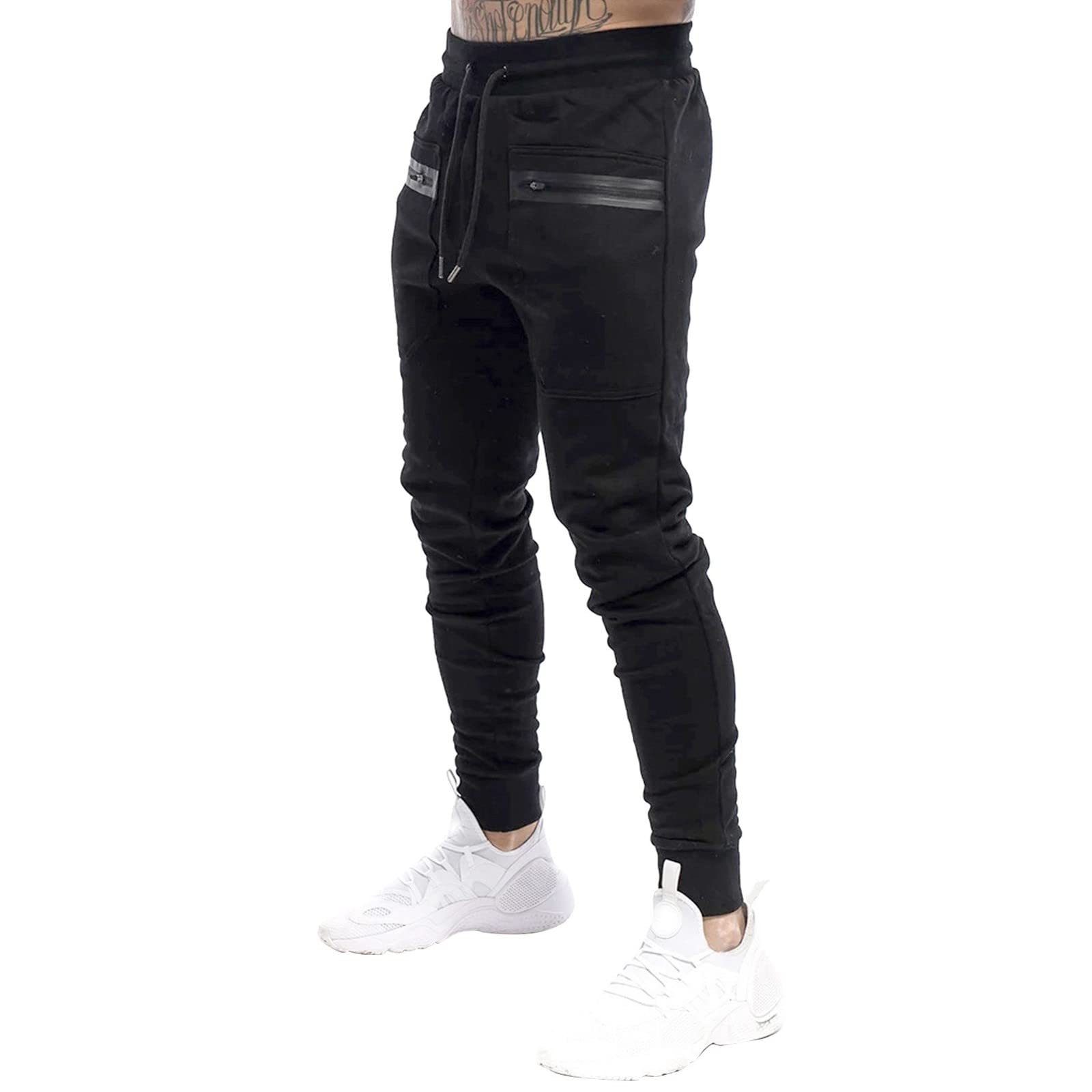 **Men's Cotton Casual Jogging Pants with Pockets - Comfortable Sweatpants for Training, Sports & Lounge Wear**    *(场景: Perfect for gym workouts, running, yoga, or relaxing at home.)*
