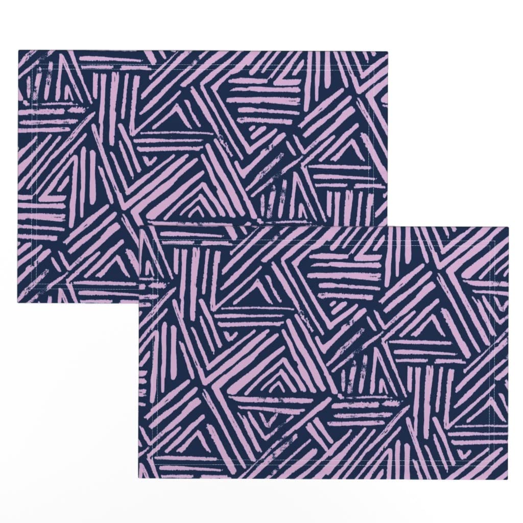 Spoonflower Linen Cotton Canvas Placemats Set of 2 - Navy Blue Wild Print Table Mats for Dining, Kitchen Decor, and Party Settings - Washable & Durable Fabric Placemats for Everyday Use