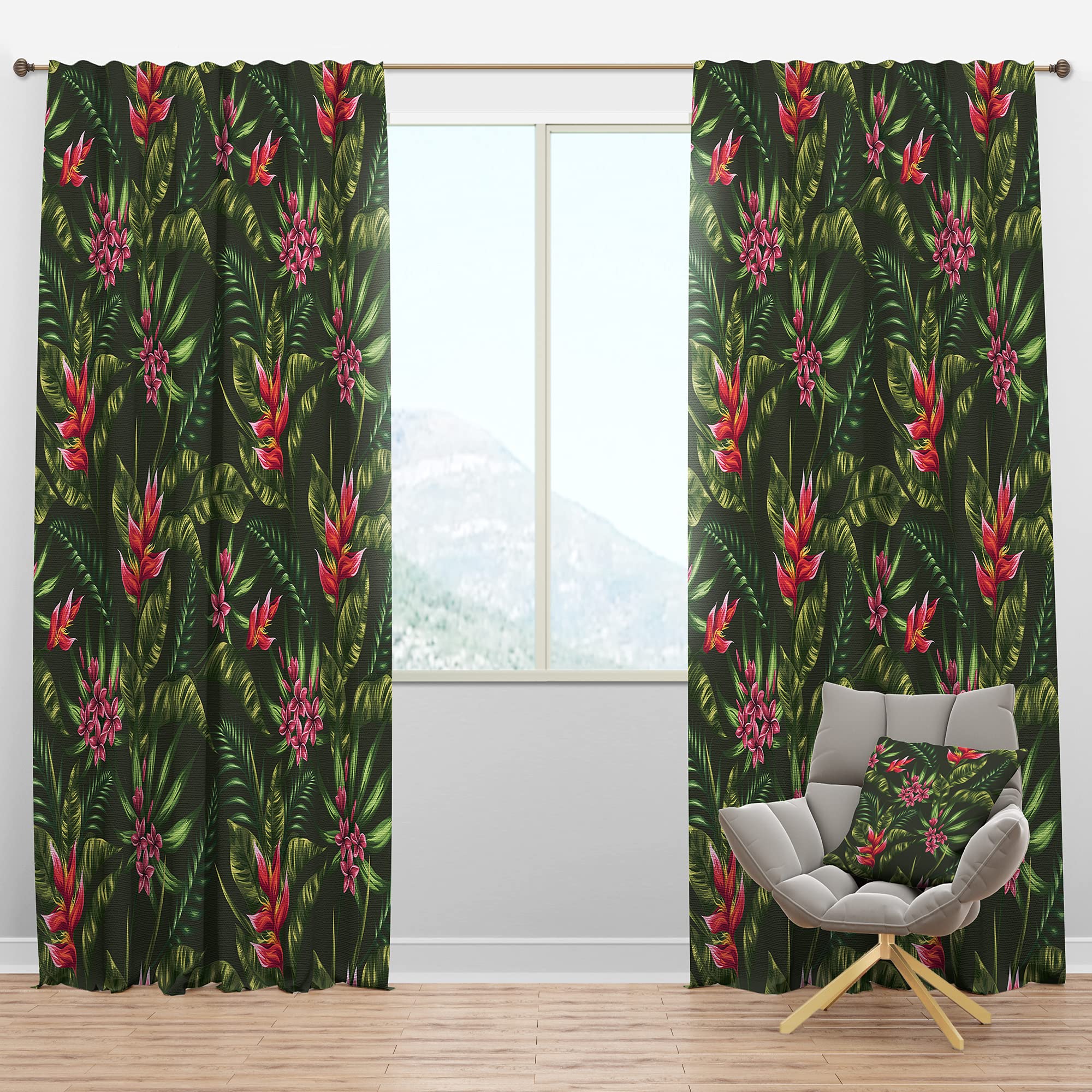 DesignQ Blackout Curtains Floral Pattern - Thermal Insulated Room Darkening Drapes for Bedroom & Living Room - 52x95 Inches Single Panel - Perfect for Home Decor, Privacy & Light Control