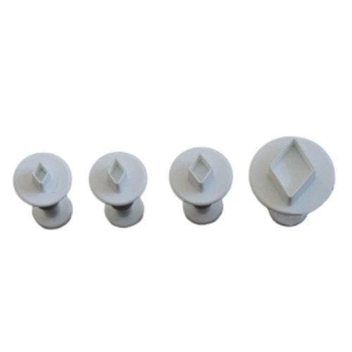 4-Piece Diamond Impression Plunger Cutter Set for Fondant, Cookies & Cake Decorating - Professional Baking Tools for Home Bakers & Pastry Chefs