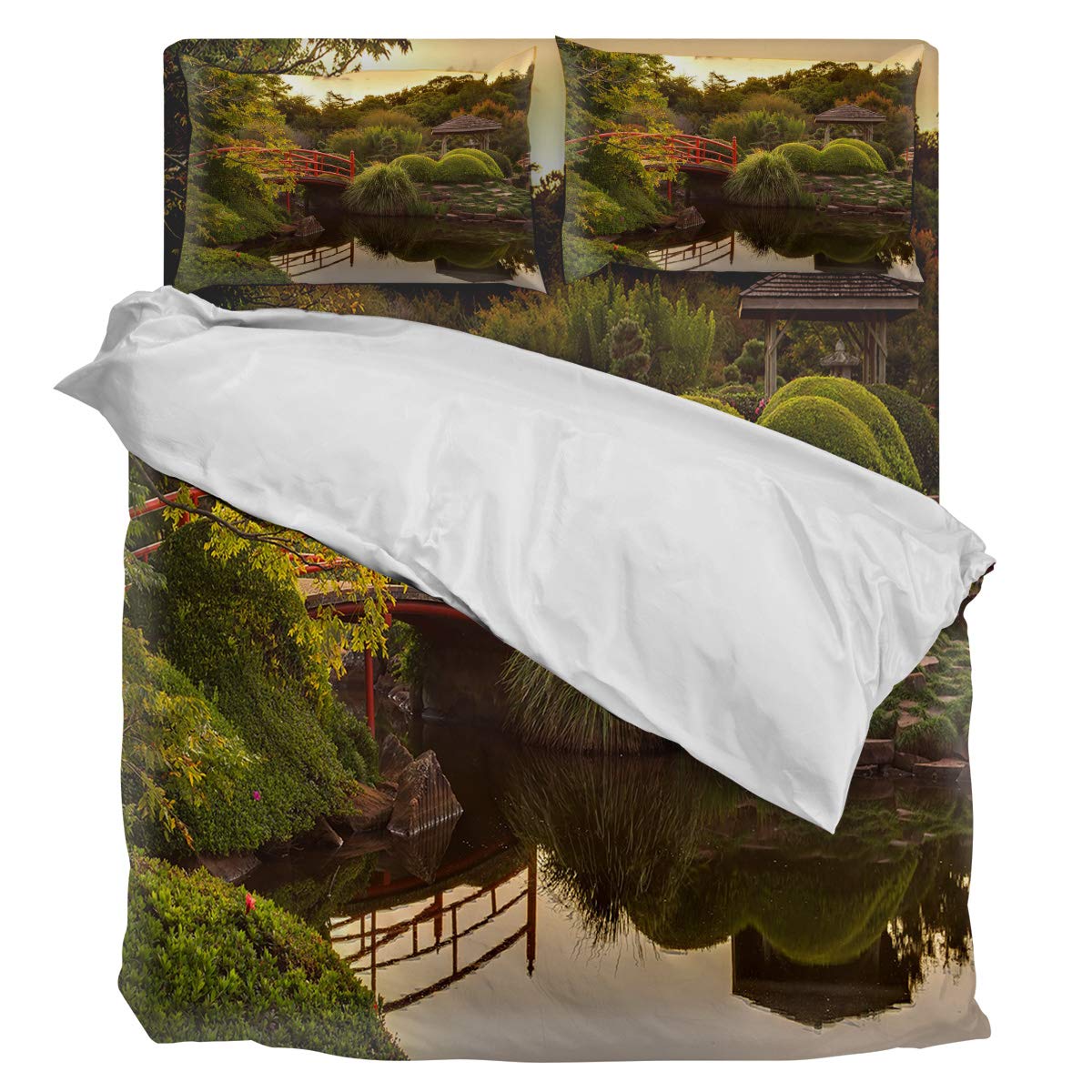 Luxury 4-Piece King Size Duvet Cover Set - Soft Comforter Cover, Bed Sheet & 2 Pillowcases - Perfect for Bedroom, Guest Room & Cozy Backyard Garden Under Sunset