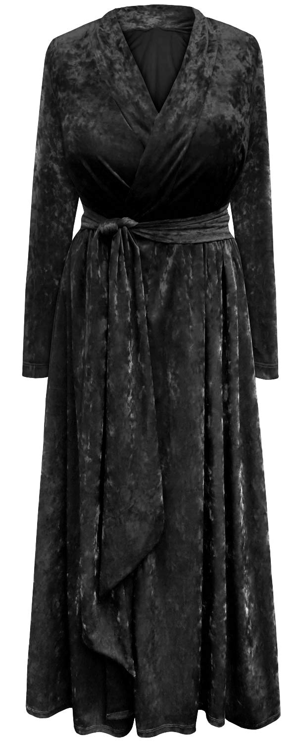 Plus Size Women's Ice Velvet Robe with Attached Belt - Soft Luxurious Bathrobe for Spa, Lounge & Home Relaxation