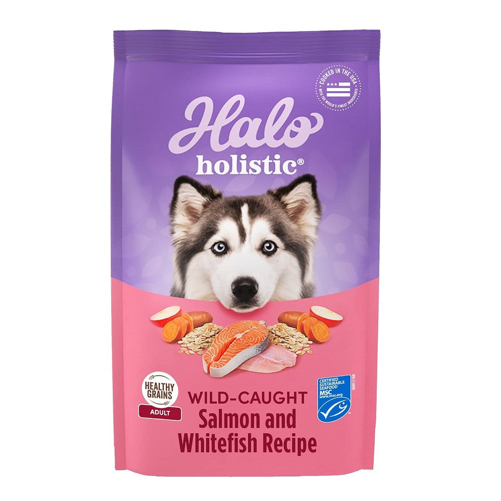 Premium Holistic Healthy Grains Dog Food with Wild Caught Salmon & Whitefish - High Protein Dry Kibble for Adult Dogs - Supports Skin, Coat & Joint Health - Ideal for Active & Sensitive Dogs