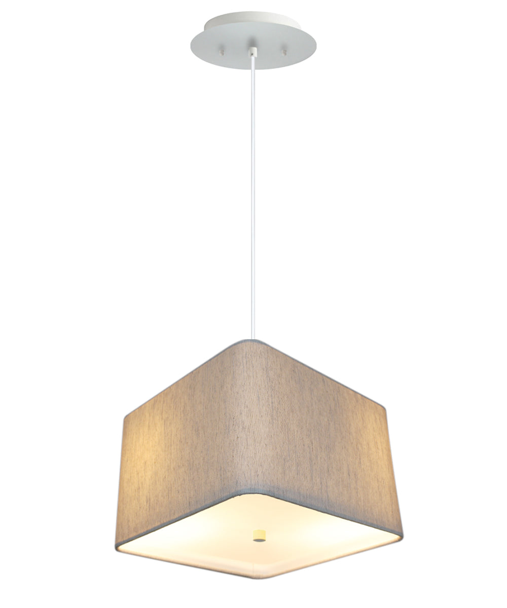 12W 2-Light Modern Pendant Lighting with Round Corner Square Oatmeal Drum Shade & Diffuser - White Cord - Perfect for Kitchen Island, Dining Room, and Bedroom Lighting