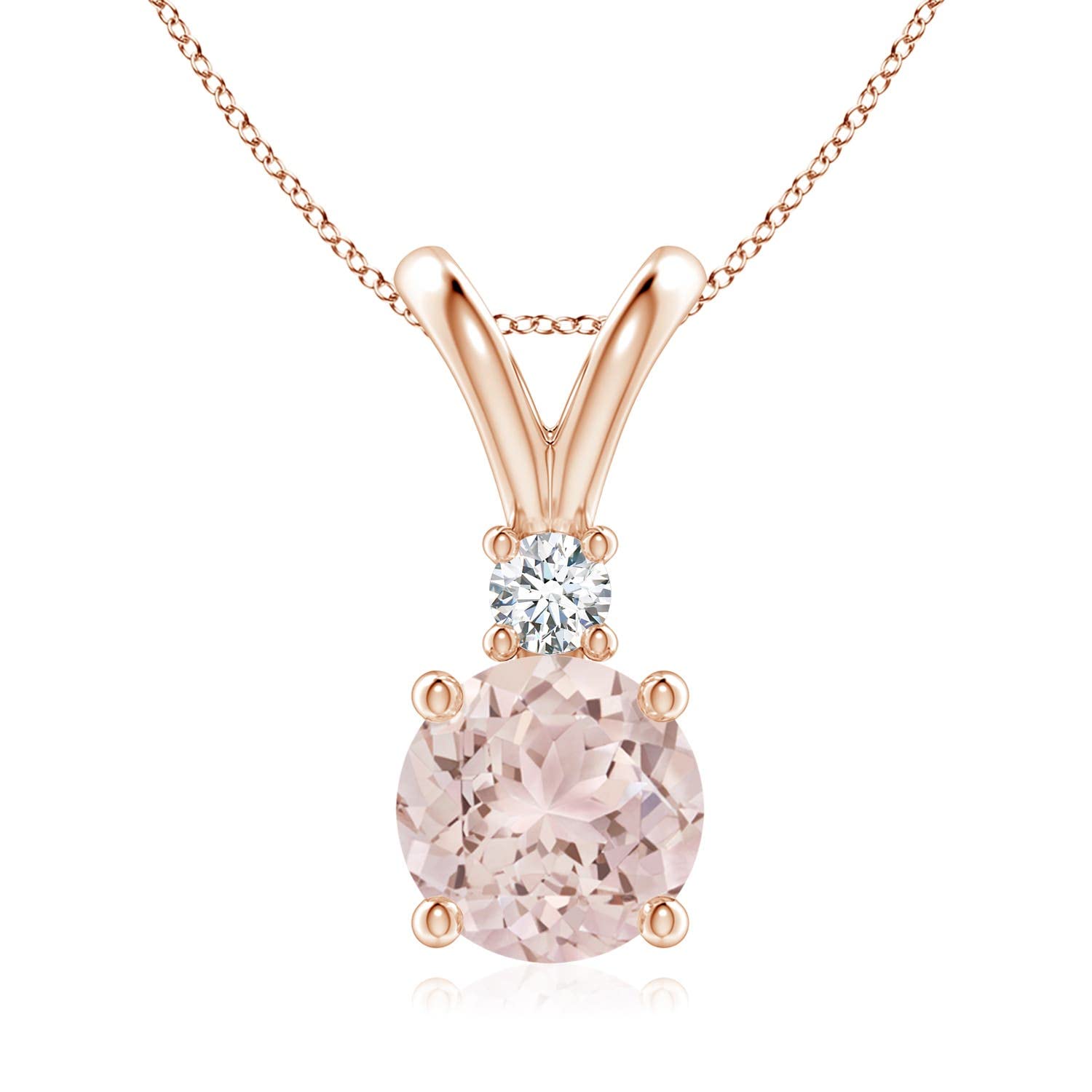 Angara Natural Morganite Solitaire Pendant Necklace for Women - 14K Solid Gold/Platinum Jewelry | Elegant Gift for Her, Birthday, Anniversary, Valentine's Day | Perfect for Weddings, Date Nights & Special Occasions