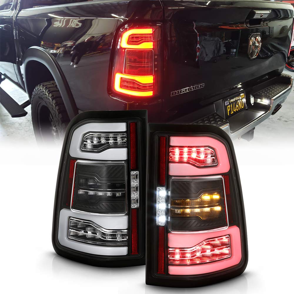 ACANII Full LED Tail Lights for 2019-2022 Ram 1500 - Black Sequential Turn Signals | Replacement for Incandescent Models | Upgrade Your Truck's Style & Safety at Night