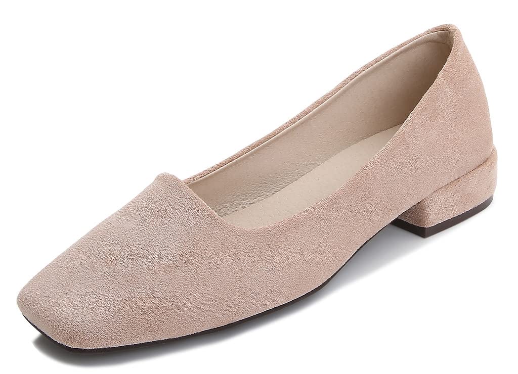 LizFoYa Women's Genuine Leather Square Toe Low Heel Pumps - Handmade Slip-On Comfortable Office Shoes for Women & Girls | Perfect for Work, Business Meetings & Formal Occasions