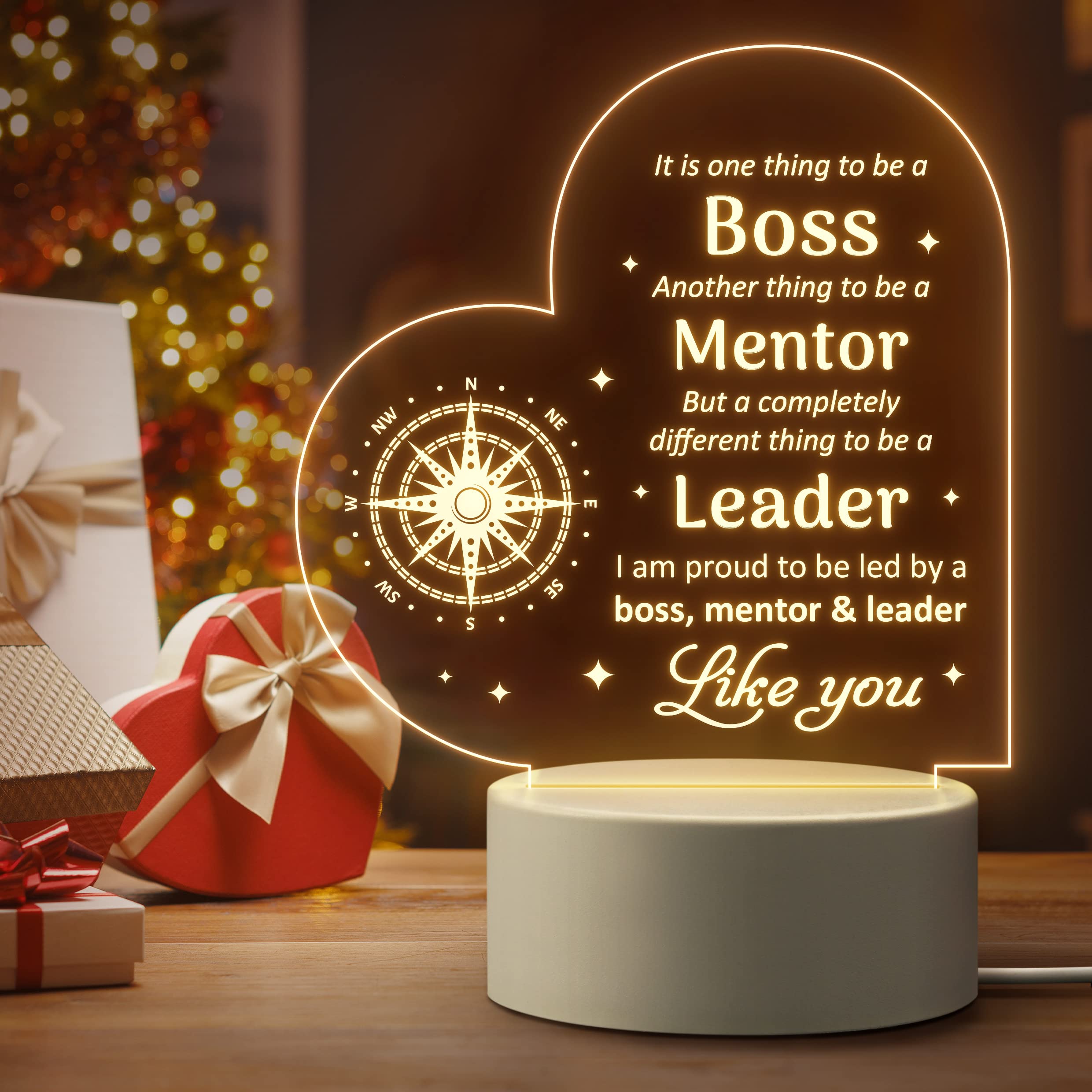 Glydein Personalized Acrylic Night Light - Unique Boss Lady Gift for Women, Birthday & Boss Day Present - Perfect for Office Decor, Desk Accessory & Inspirational Home Lighting