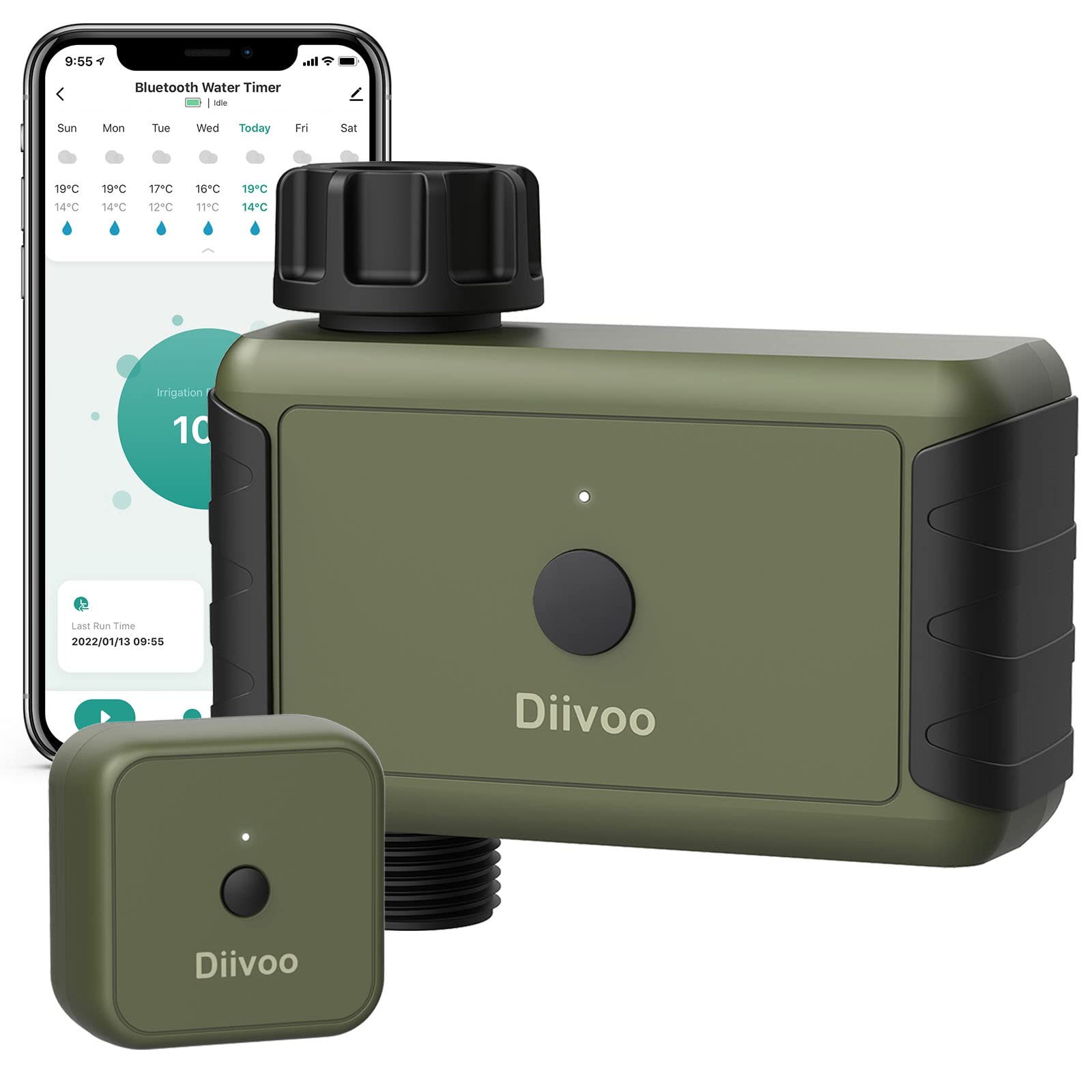 Diivoo Smart WiFi Water Timer for Garden Hose - Hub Compatible, 20 Custom Watering Schedules, Works with Alexa & Google Home - Perfect for Lawn Irrigation, Flower Beds & Smart Home Automation