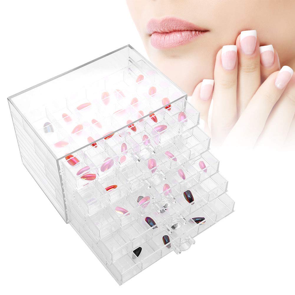 120 Grids Transparent Nail Art Storage Box - Organizer for False Nails, Nail Tips & Decorations | Perfect for Salon, Home Use & Professional Nail Technicians