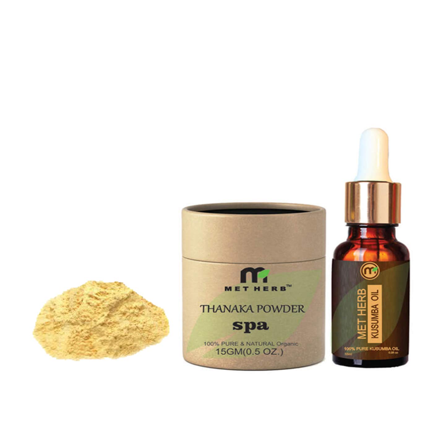 Thanaka Powder & Kusumba Oil Set - Natural Hair Removal, Anti-Acne, Anti-Aging & Skin Whitening Treatment | Exfoliating Scrub, Sunscreen & Face Mask Combo (15g+30ml) - Perfect for DIY Skincare & Spa Day at Home