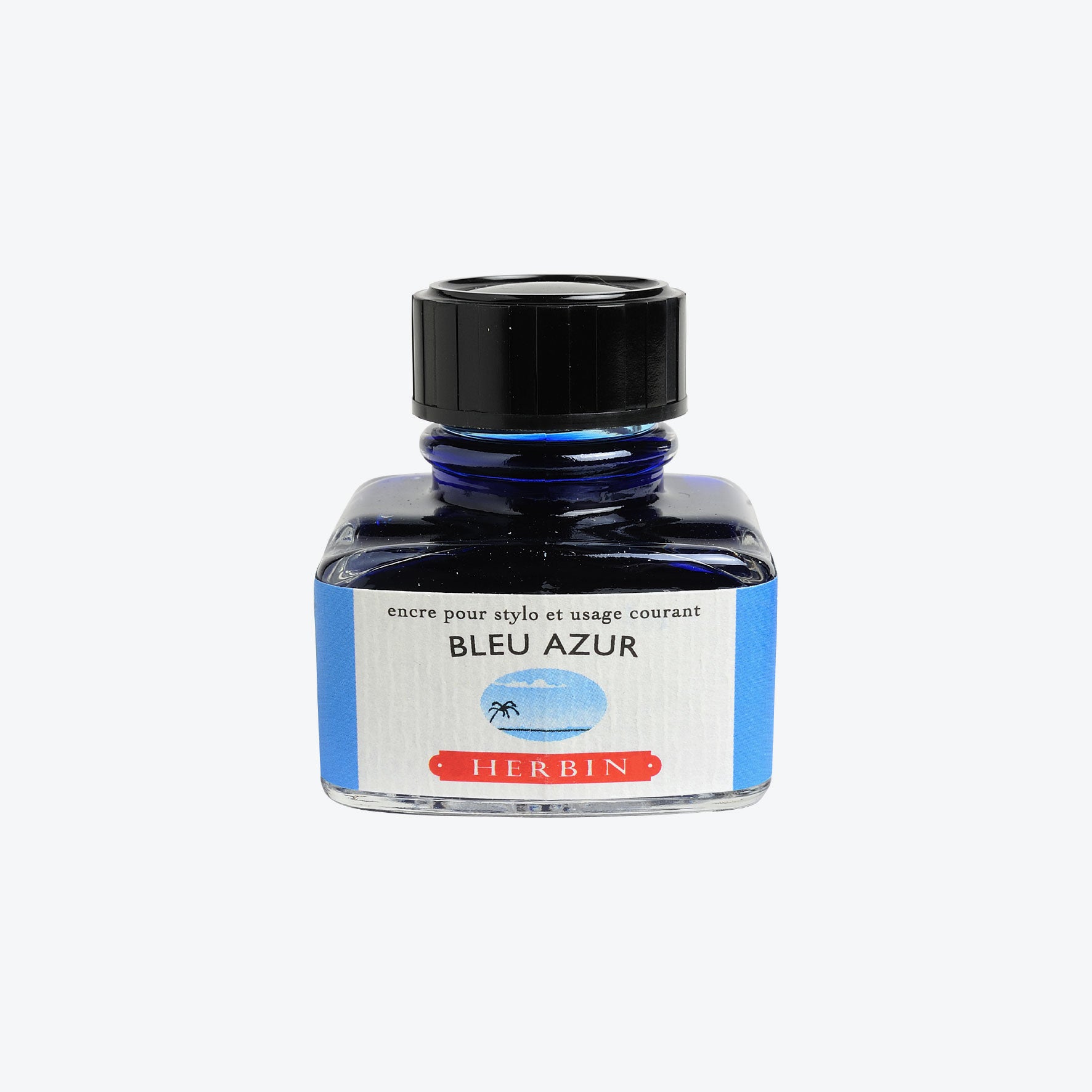 Herbin Fountain Pen Ink - 30ml Bottle of Bleu Azur Blue Ink for Calligraphy, Writing & Art - Smooth Flow, Vibrant Color, Ideal for Journals, Letters & Creative Projects