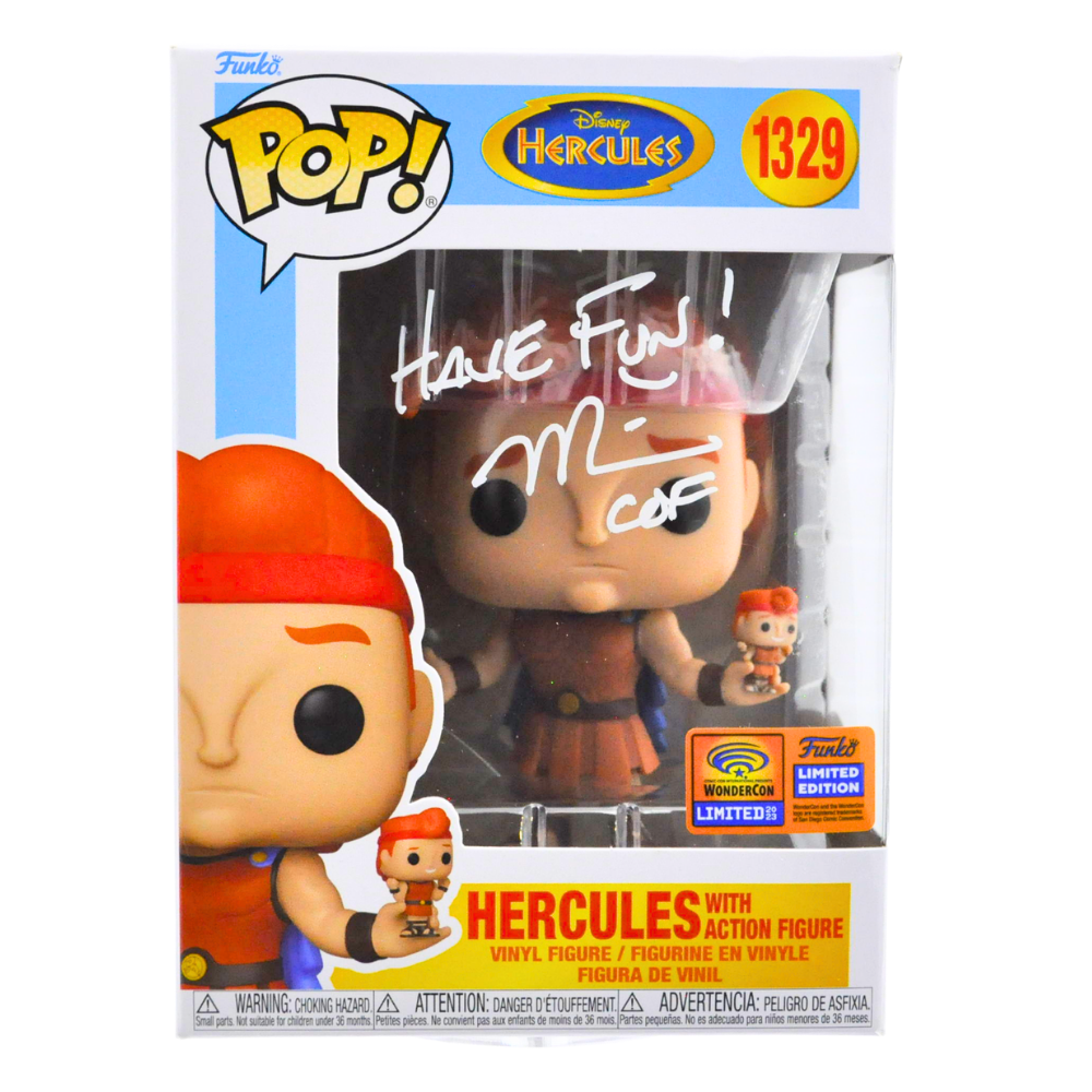 Mike Becker Signed Hercules Pop! Vinyl Figure #1329 - 2023 WonderCon Exclusive - JSA Certified - Collectible for Disney Fans & Comic Con Enthusiasts