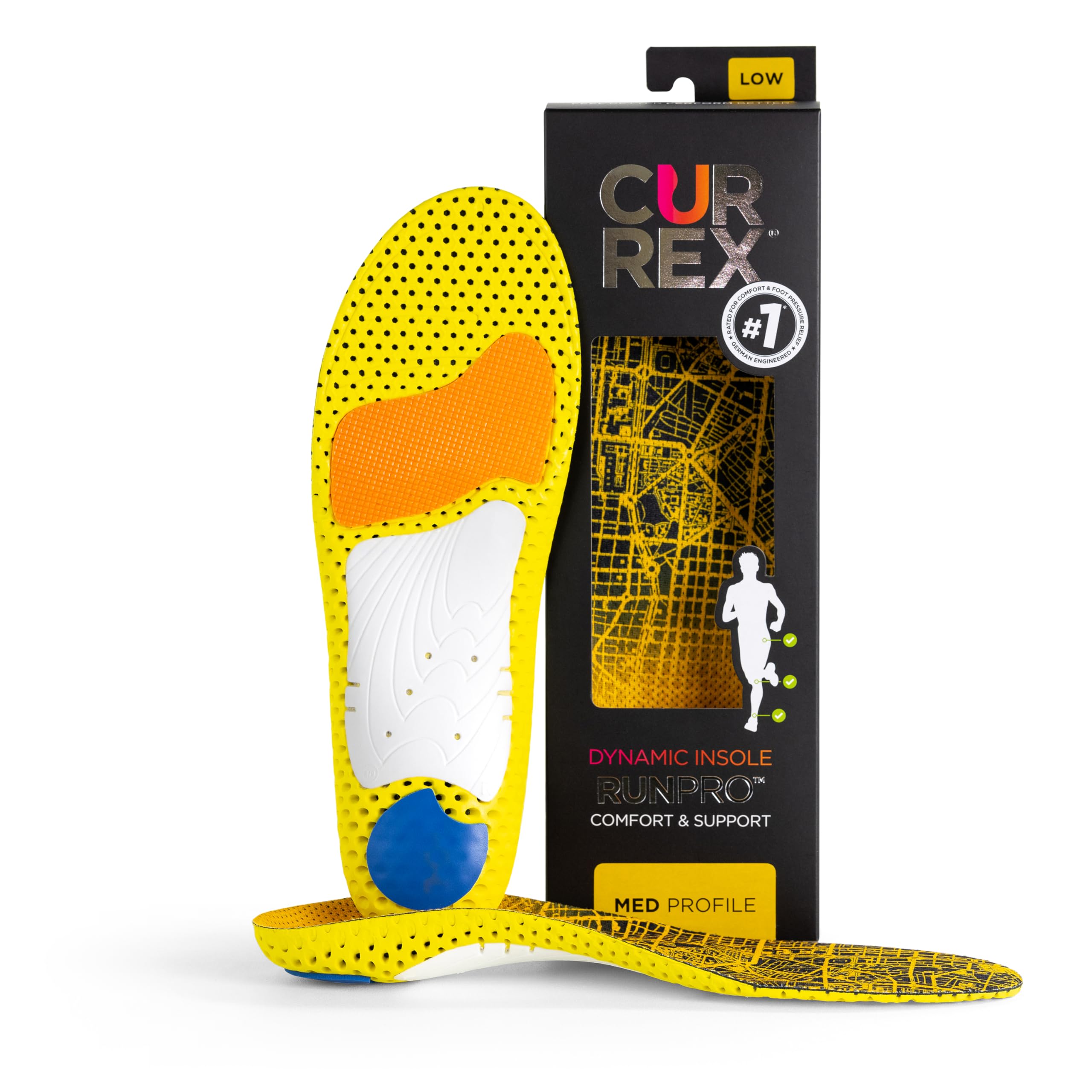 Currex RunPro Running Insoles – High Arch Support Insoles for Men & Women to Reduce Fatigue, Prevent Injuries & Enhance Performance – Medium Arch, XL – Perfect for Marathon Training, Hiking & Daily Running