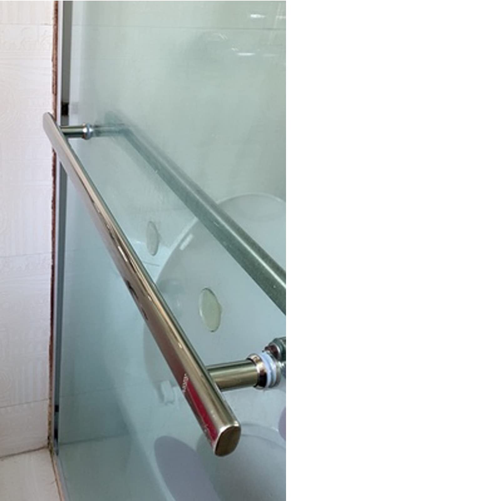 Stainless Steel Glass Door Handle for Bathroom - 400mm Full Polished Single-Sided Pull Handle Replacement - Perfect for Shower Doors, Glass Cabinets & Modern Interior Design