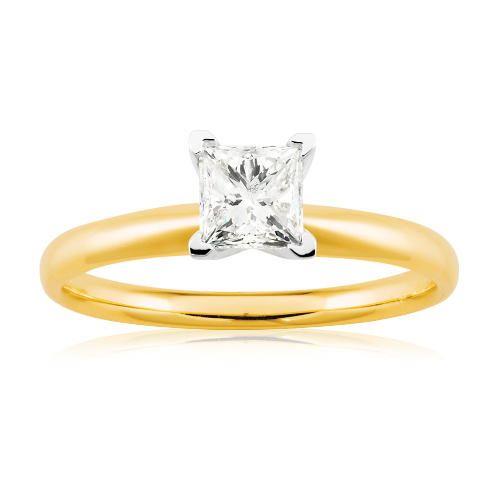 14K Yellow Gold Solitaire Diamond Ring - 0.50 Carat Round Cut Engagement Ring for Women | Perfect for Proposals, Anniversaries & Special Occasions
