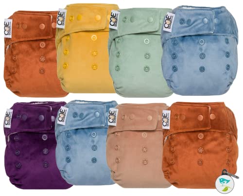 GroVia Buttah O.N.E. Reusable Baby Cloth Diaper - 8 Pack (Color Mix 4) | Eco-Friendly Washable Diapers for Newborns & Toddlers | Perfect for Daycare, Travel & Home Use