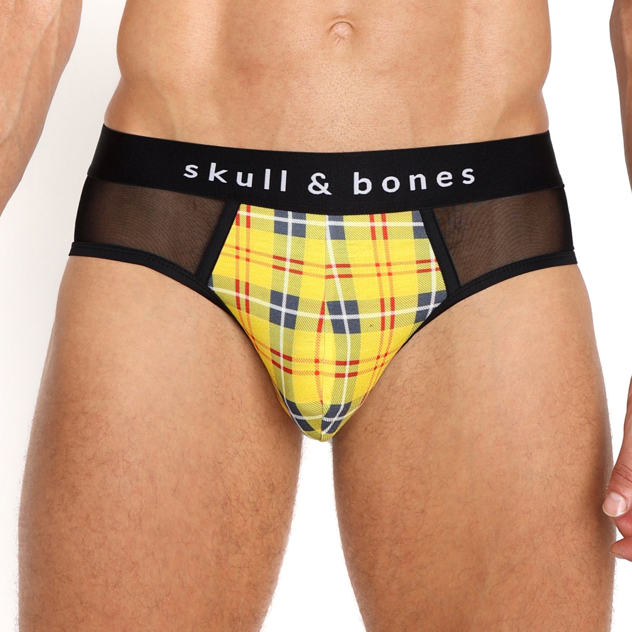 Yellow Tartan Sheer Mesh Brief - Sexy Lingerie for Women, Comfortable Underwear with Breathable Fabric, Perfect for Valentine's Day Gift, Date Night or Boudoir Photography
