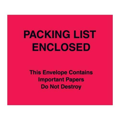 TapePlanet 1000 Pack Red 'Packing List Enclosed' Envelopes 7x6 Inch for Shipping Documents, Business Mail & Important Paper Storage - Perfect for Office Use, Mailing Services & Document Organization