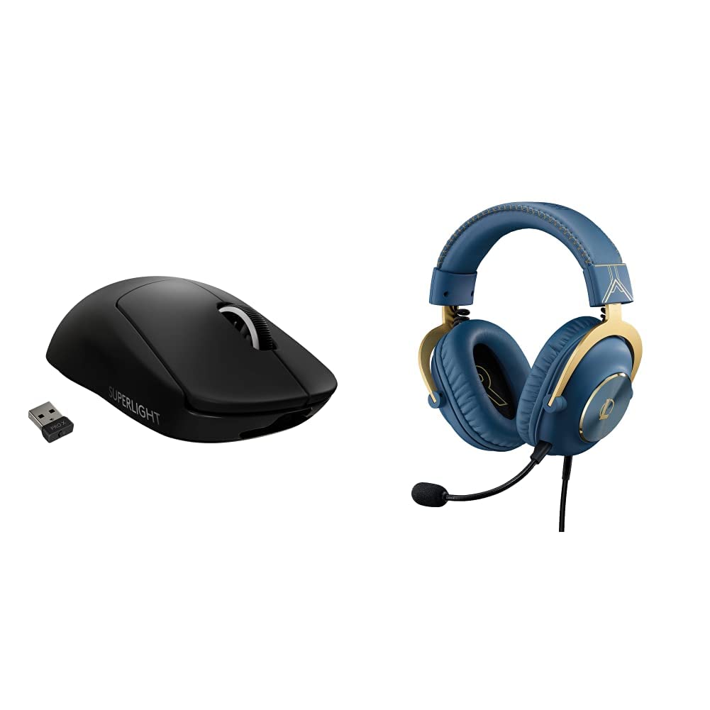 Logitech G PRO X Superlight Wireless Gaming Mouse & PRO X Gaming Headset - Lightweight Esports Combo for League of Legends | Pro Gaming Setup for PC, Streaming & Competitive Play