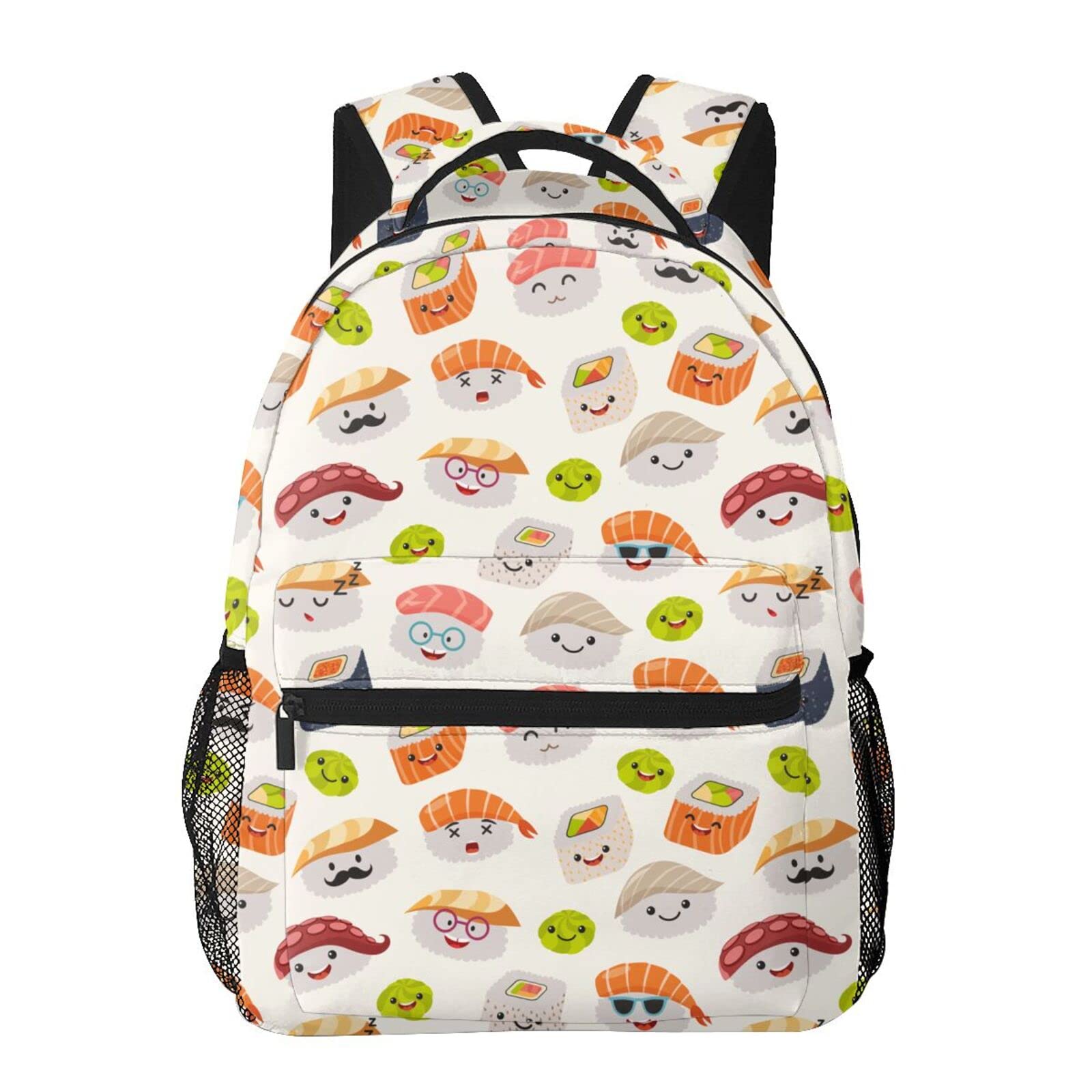 **Cartoon Sushi Print Casual Backpack for Students - Lightweight Travel, Sports & School Book Bag - Perfect for College, Hiking & Daily Commute**