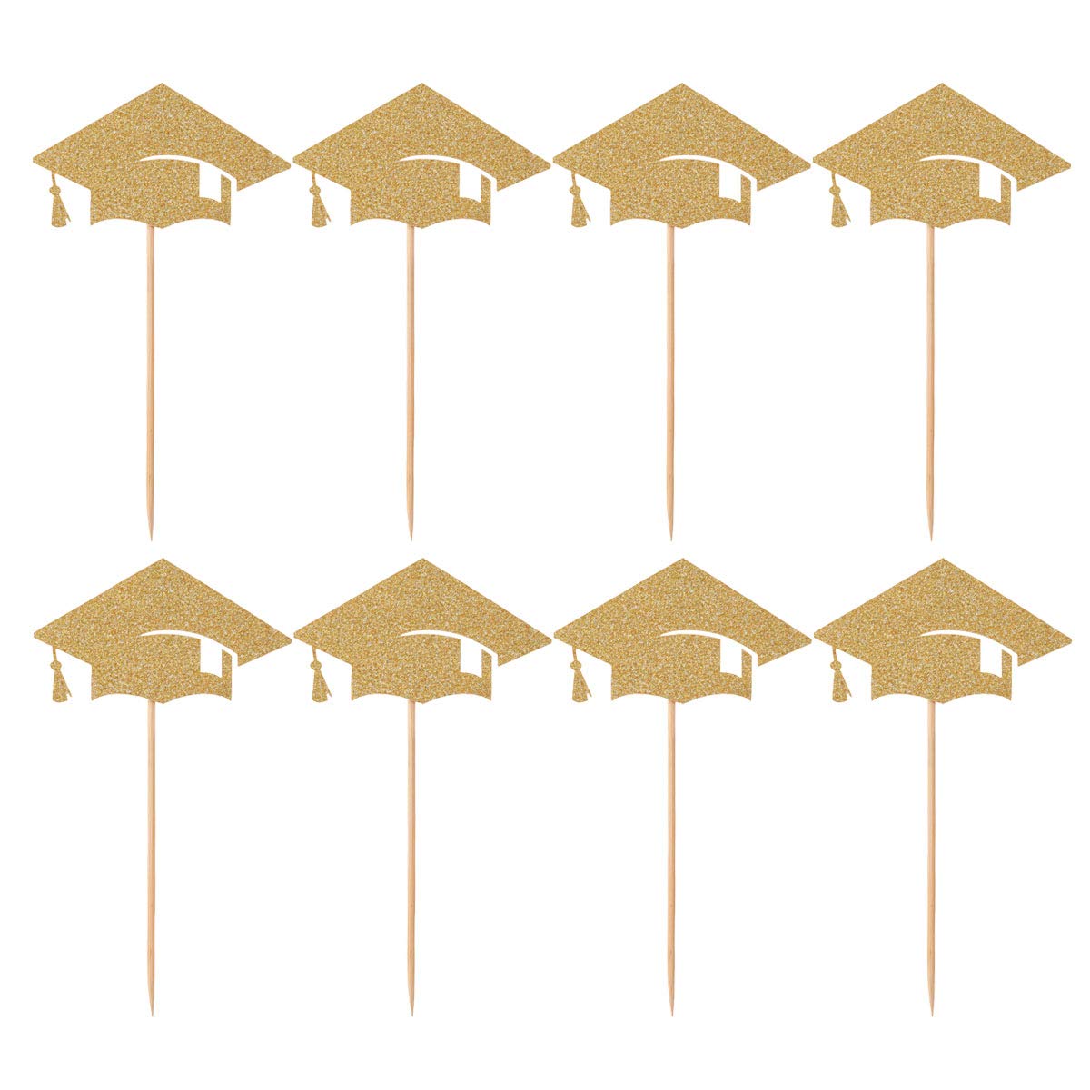 24-Piece DOITOOL Graduation Cap Fruit Picks - Golden Cake Toppers for Dessert Tables, Party Decorations & Celebration Supplies (Perfect for Graduation Parties, Birthday Cakes & Wedding Dessert Displays)