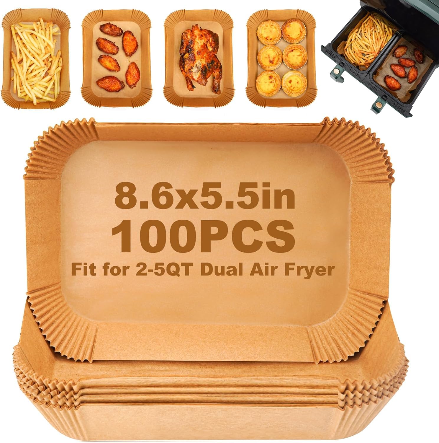 Reusable Silicone Air Fryer Liners - 2 Pack Non-Stick, Oil-Proof Baking Sheets for Ninja Air Fryer | Food Grade Parchment Paper for Baking, Roasting & Microwave | Red & Black | Perfect for Healthy Cooking & Easy Cleanup