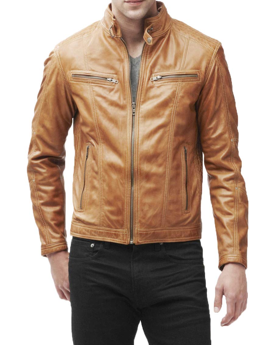 Genuine Lambskin Leather Jacket for Men - Premium Motorcycle Biker Jacket with Classic Style | Perfect for Riding, Casual Wear & Outdoor Adventures