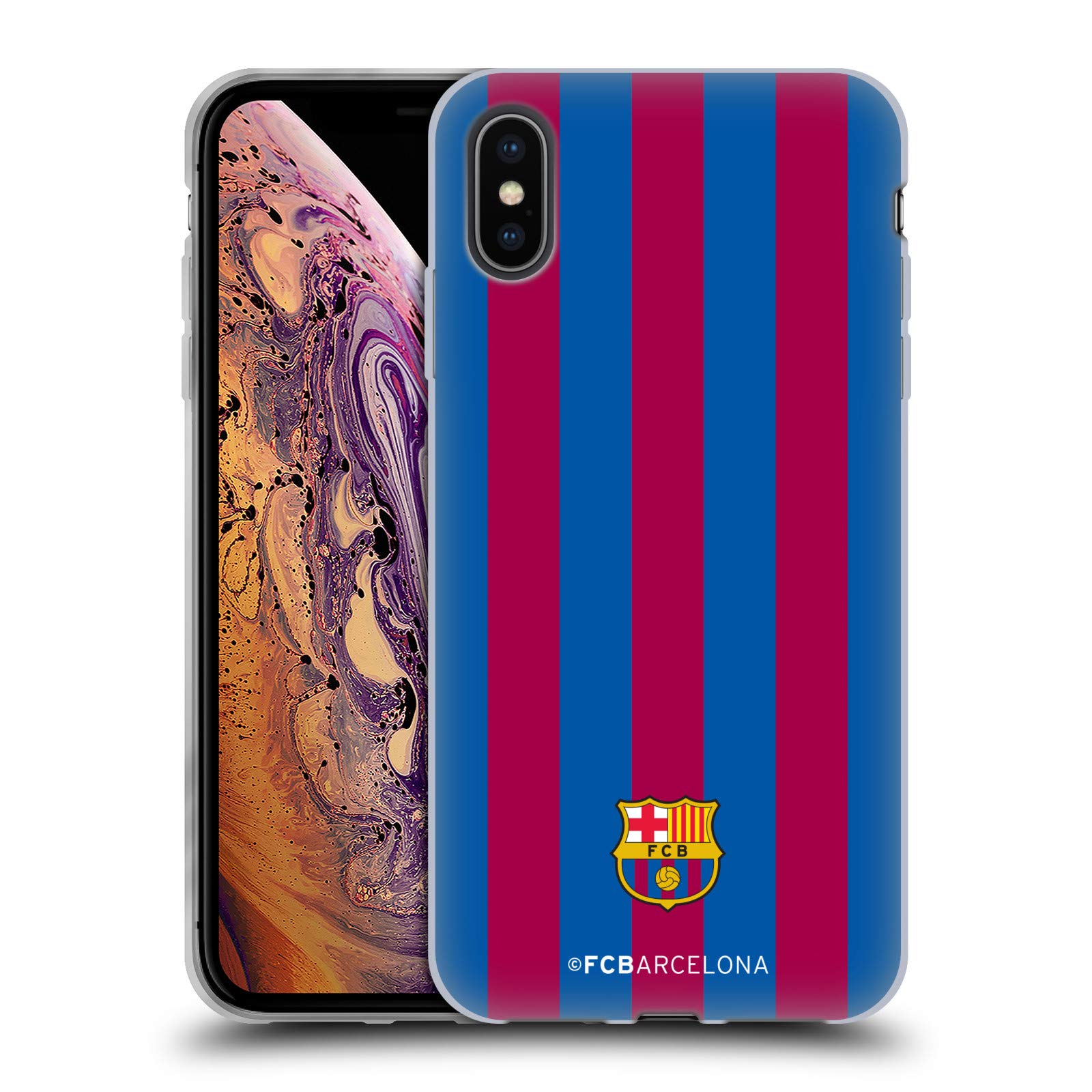 Official FC Barcelona iPhone Xs Max Case - Licensed Stripes Crest Soft Gel Cover for Apple iPhone Xs Max | Perfect for Soccer Fans, Game Days & Team Spirit
