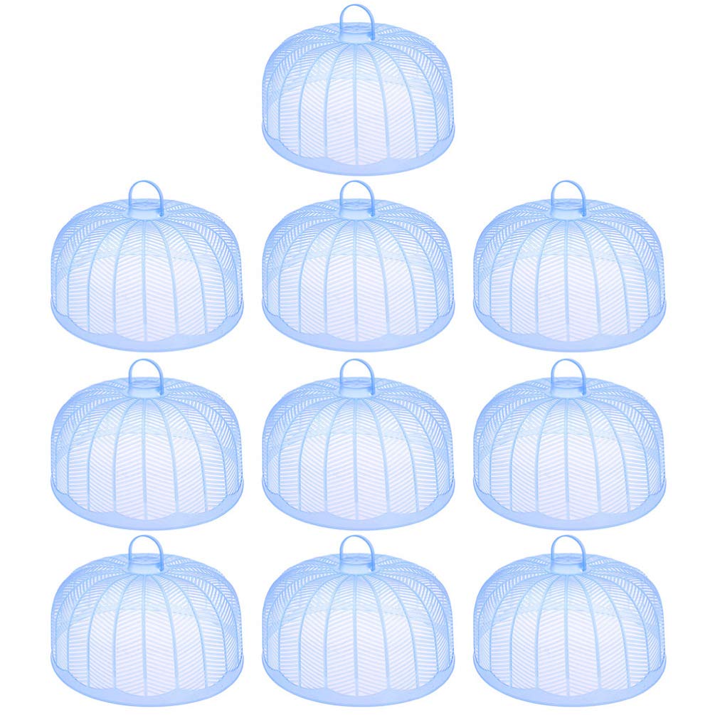 Cabilock 10-Pack Collapsible Food Covers - Reusable Mesh Food Umbrella Protectors for Picnics, BBQs & Outdoor Dining - Keep Bugs & Flies Away from Fruits, Vegetables & Dishes (Blue) - Perfect for Backyard Parties, Camping & Beach Trips