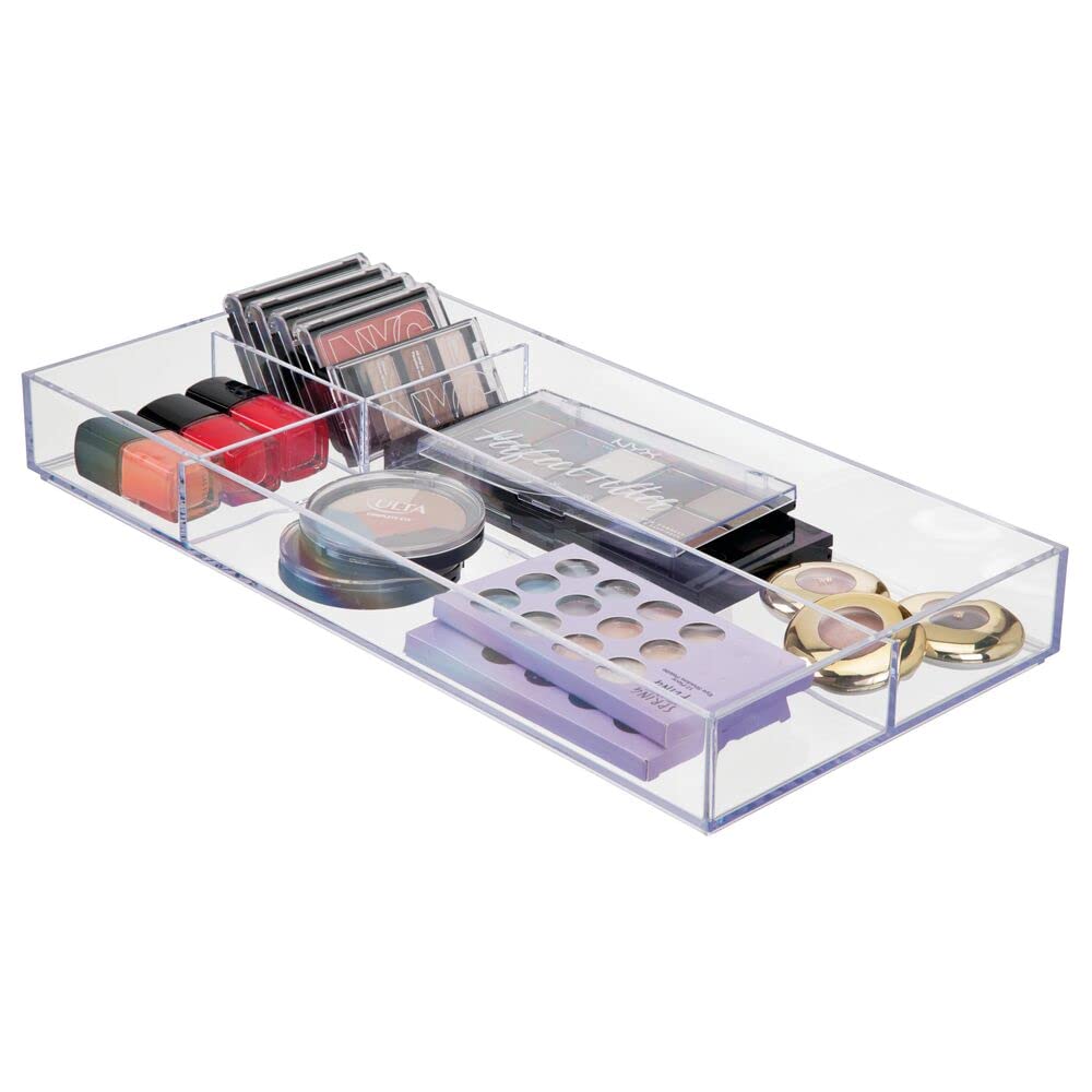 mDesign Plastic Makeup Organizer for Bathroom & Vanity - Clear Lumiere Collection - Perfect for Cosmetic Storage & Organization