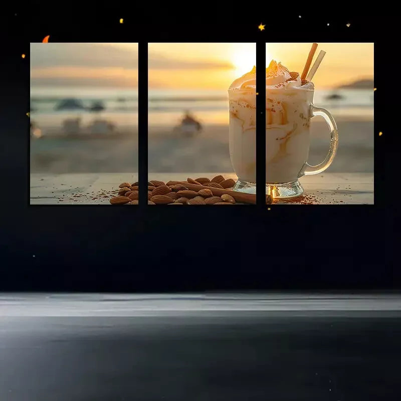 3-Piece Sunset Beach Drink Wall Art Set - Framed Canvas 50x70cm | High Quality Print | 100% Australian Made | Ready to Hang | Perfect for Living Room, Bedroom & Beach House Decor