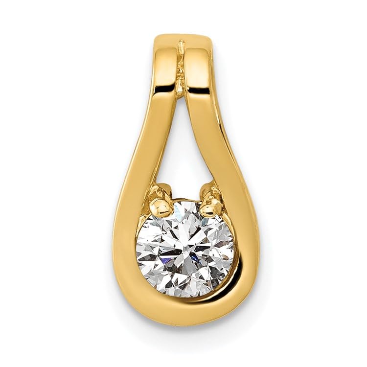 14K Yellow Gold 4.7mm Diamond Teardrop Slide Pendant Necklace - Elegant Fine Jewelry for Women, Perfect Gift for Her - Ideal for Weddings, Anniversaries & Special Occasions